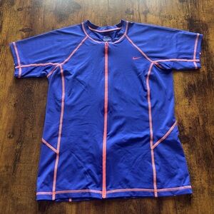 Nike Purple Zip-up Rash Guard with Coral Accents